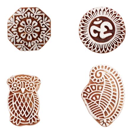 Set of 4 Piece New Mix Wooden Printing Block